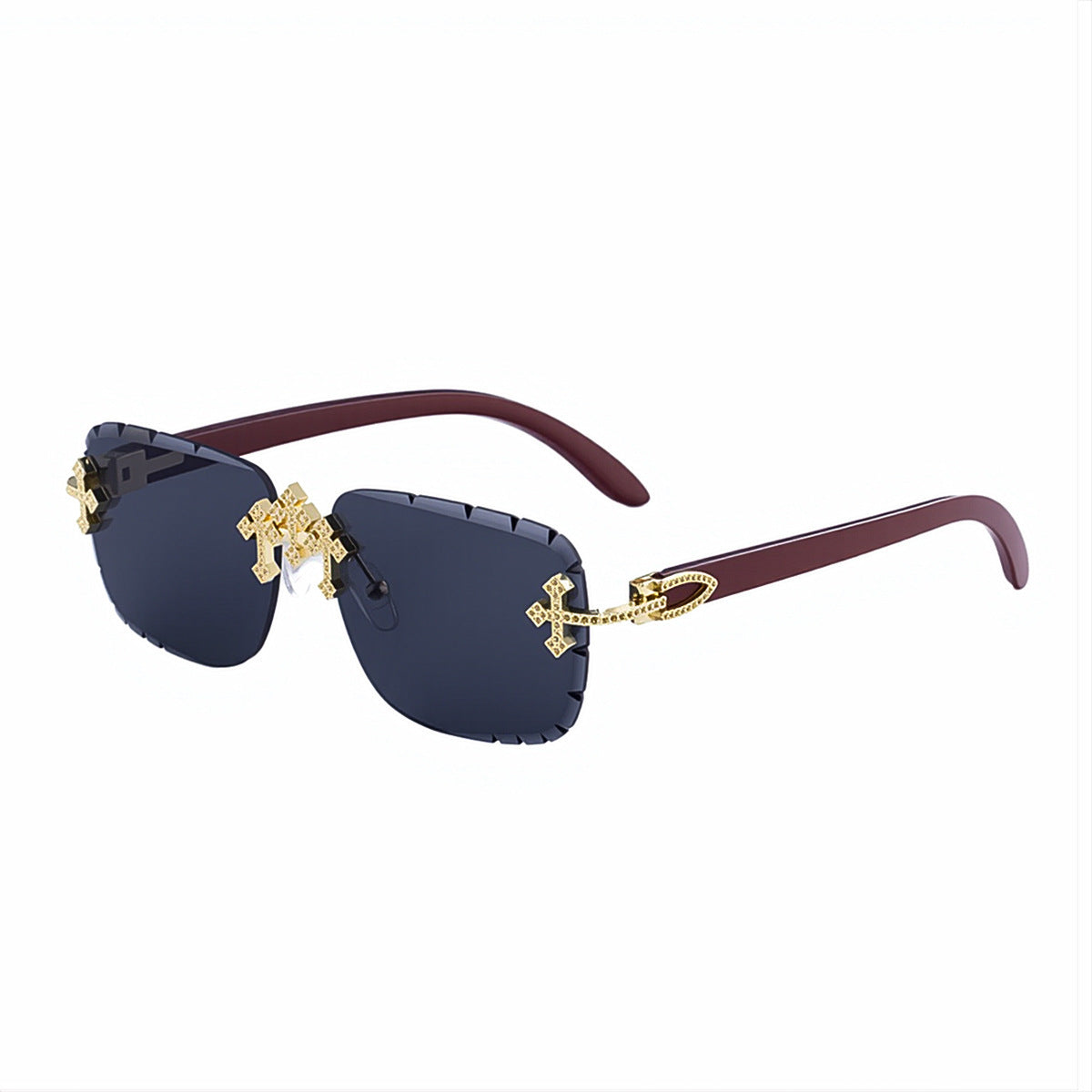 European And American Retro Frameless Mens Diamond Sunglasses