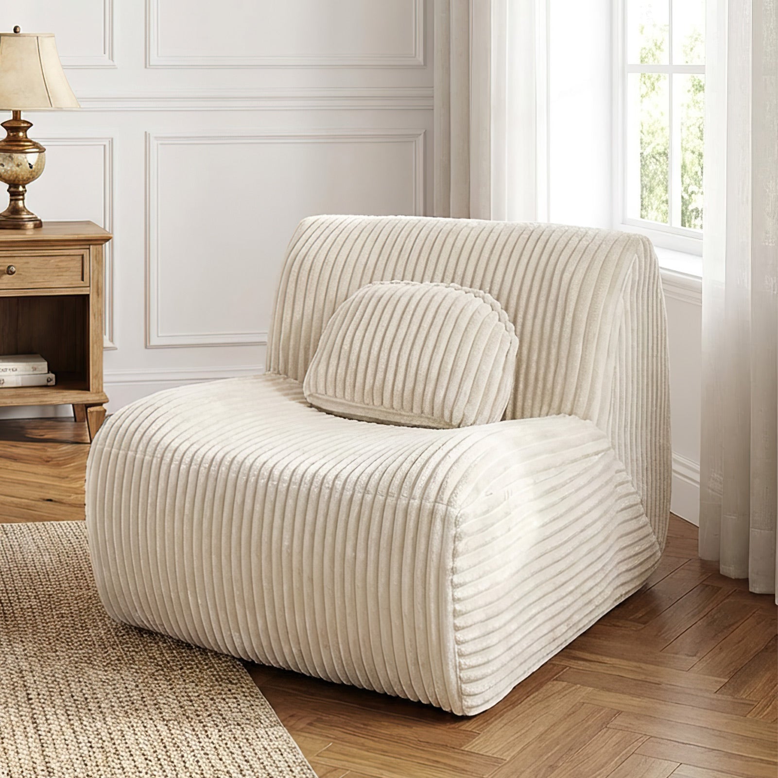 Lounge Sofa Beige 102x91x75cm Soft Comfortable Plush Sponge Lounge Chair For Home Living Room Bedroom No Assembly Required