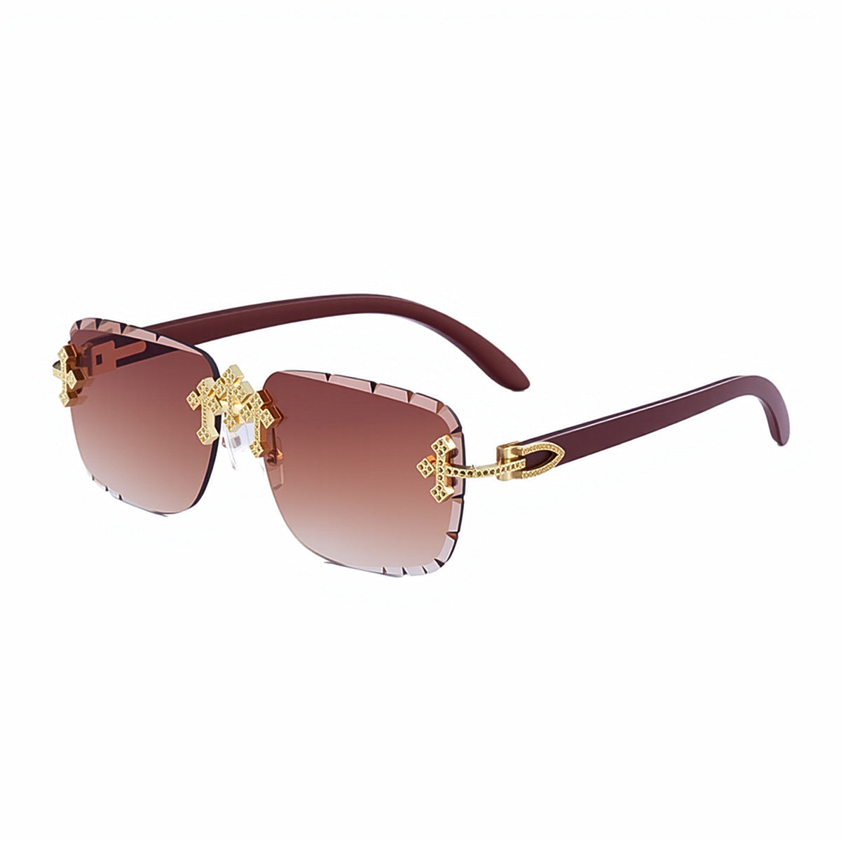 European And American Retro Frameless Mens Diamond Sunglasses
