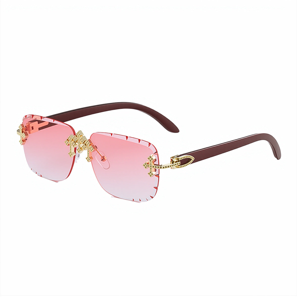 European And American Retro Frameless Mens Diamond Sunglasses