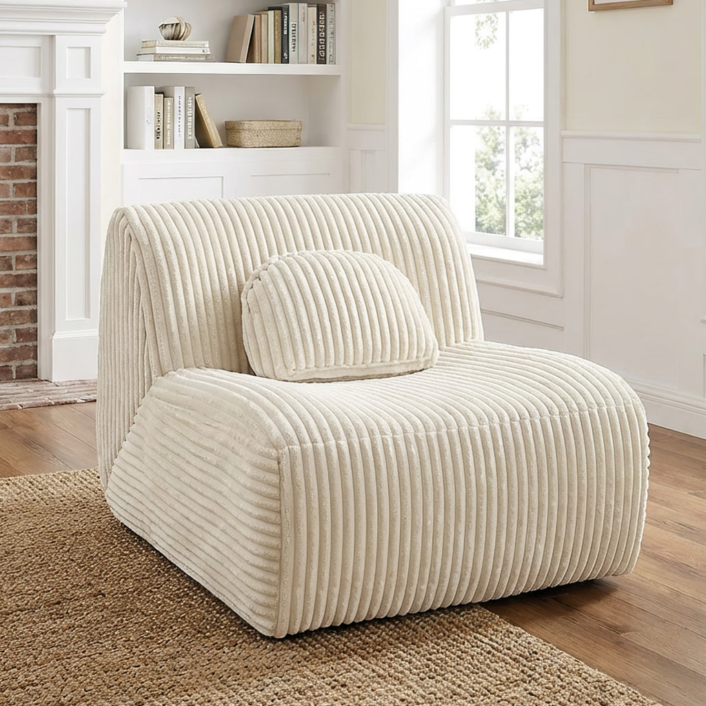 Lounge Sofa Beige 102x91x75cm Soft Comfortable Plush Sponge Lounge Chair For Home Living Room Bedroom No Assembly Required