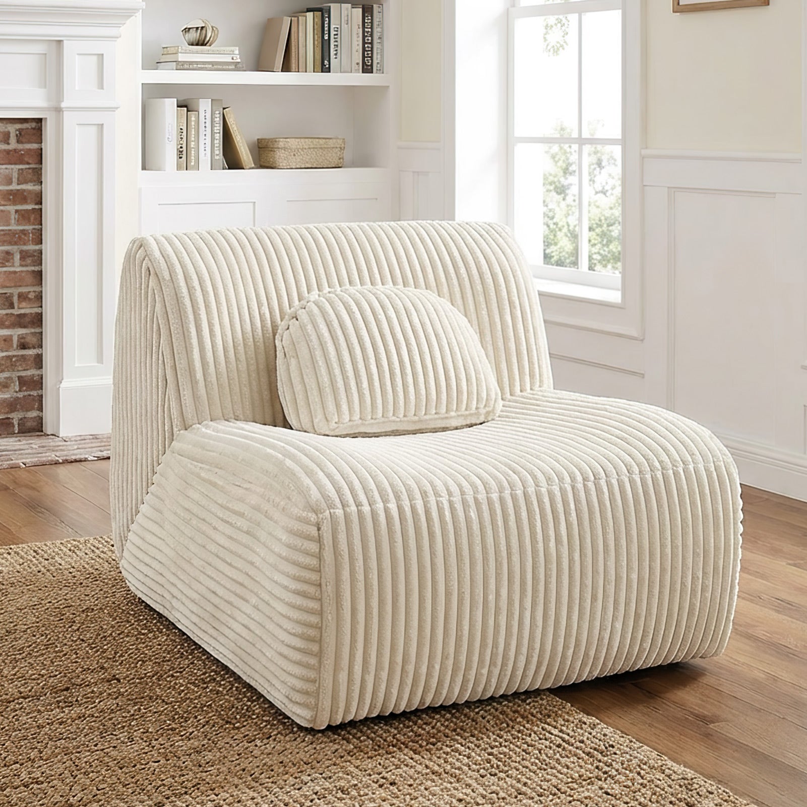Lounge Sofa Beige 102x91x75cm Soft Comfortable Plush Sponge Lounge Chair For Home Living Room Bedroom No Assembly Required