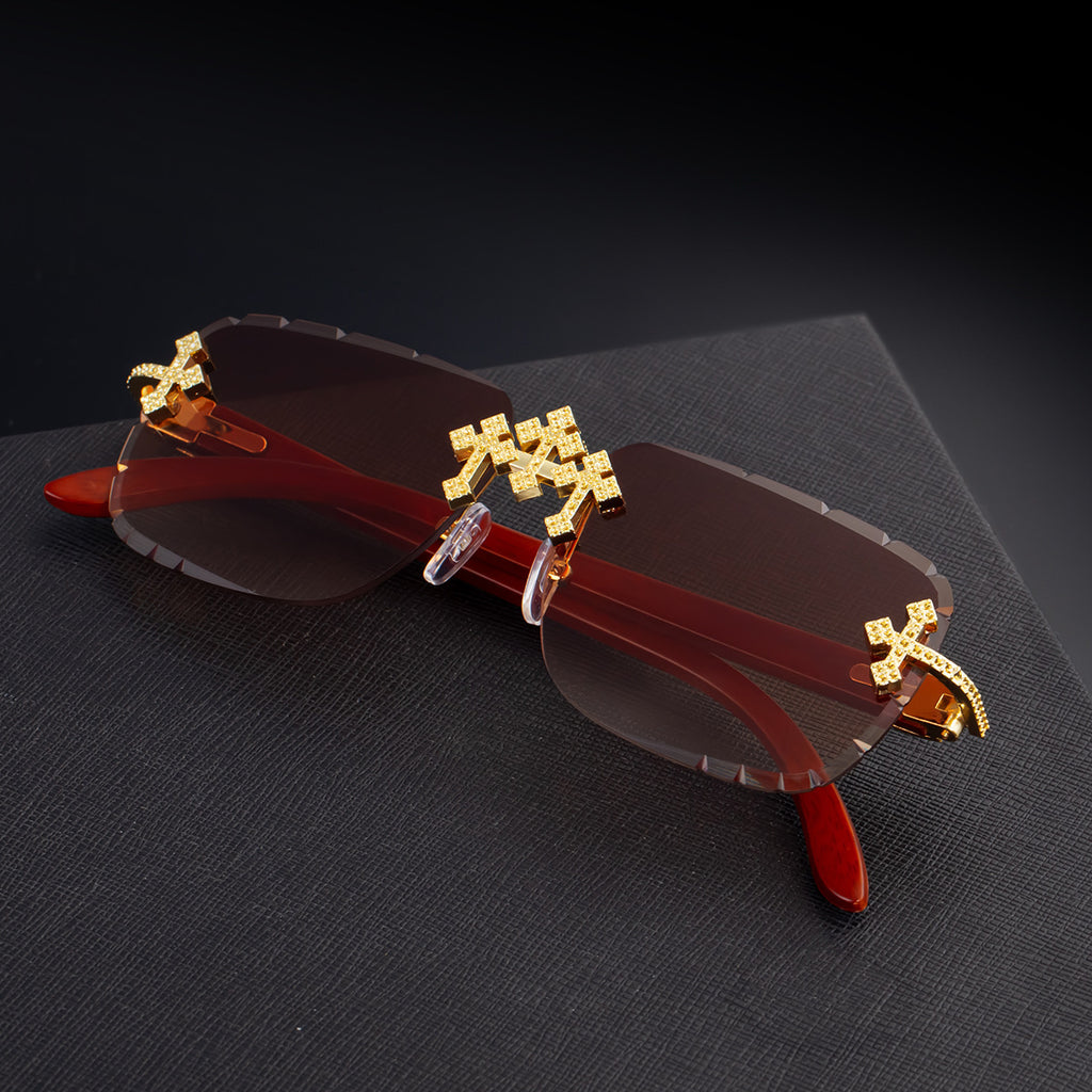 European And American Retro Frameless Mens Diamond Sunglasses