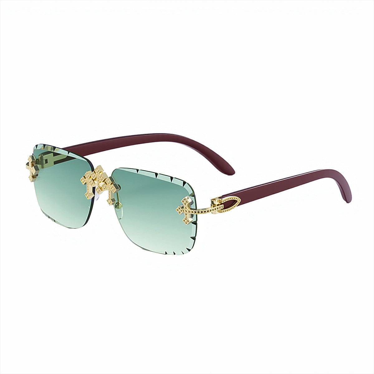 European And American Retro Frameless Mens Diamond Sunglasses