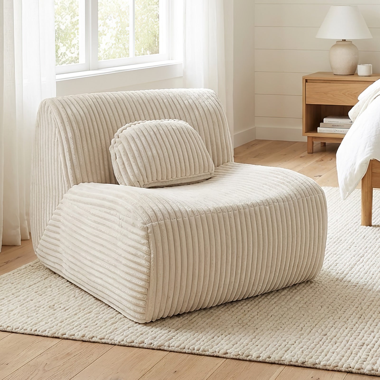 Lounge Sofa Beige 102x91x75cm Soft Comfortable Plush Sponge Lounge Chair For Home Living Room Bedroom No Assembly Required