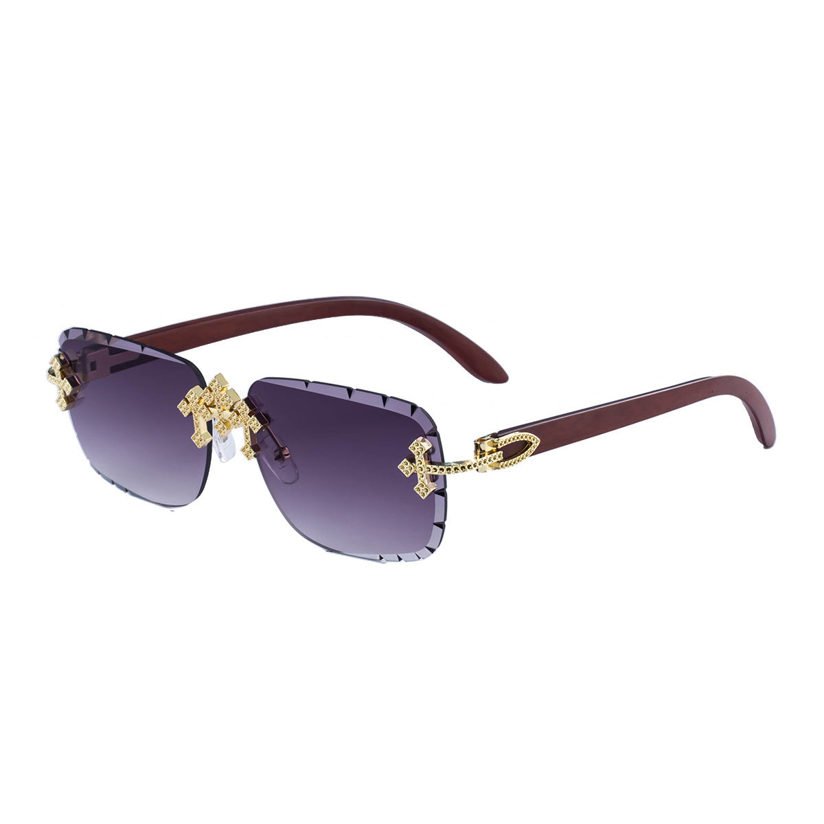 European And American Retro Frameless Mens Diamond Sunglasses