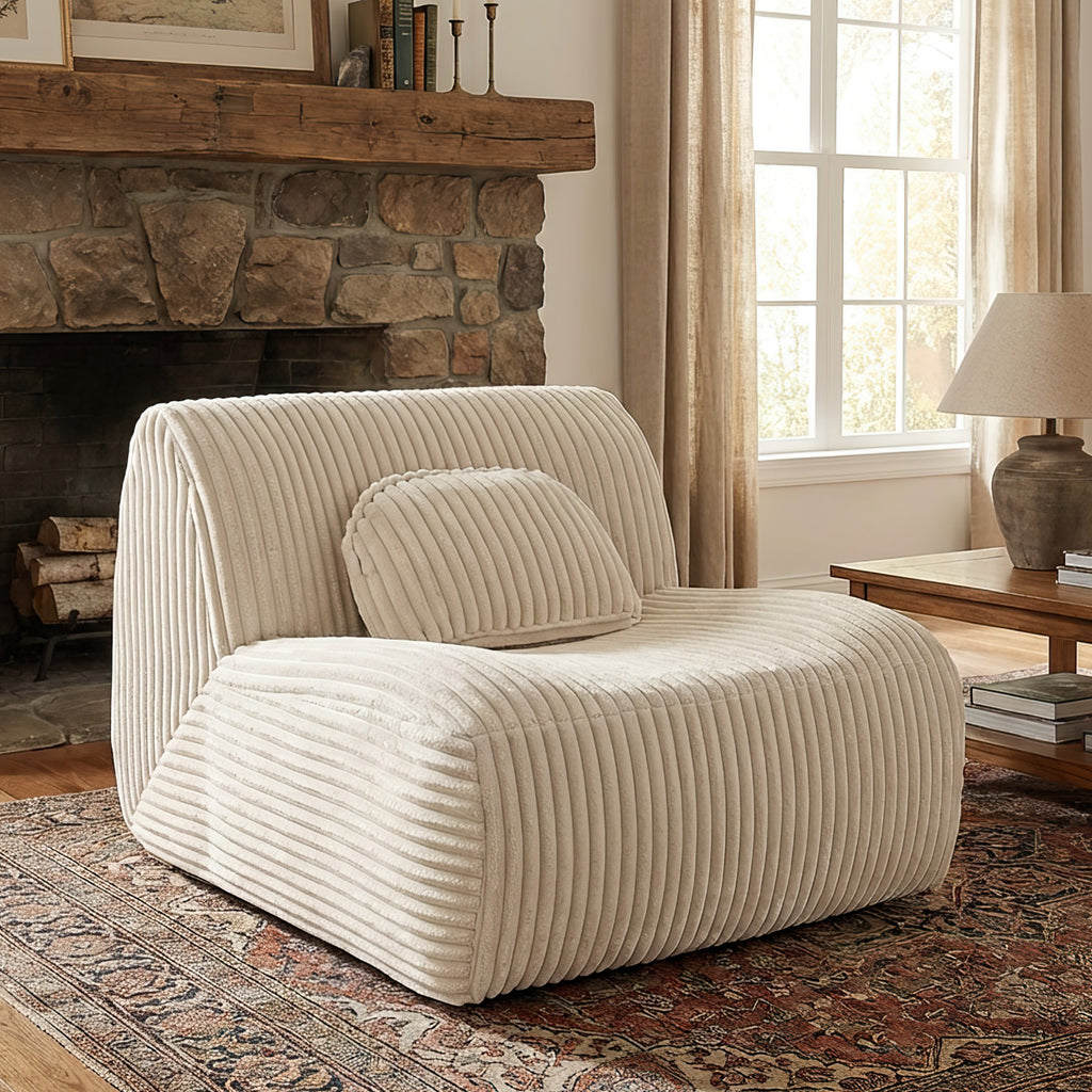 Lounge Sofa Beige 102x91x75cm Soft Comfortable Plush Sponge Lounge Chair For Home Living Room Bedroom No Assembly Required